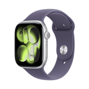 Apple Watch Series 11 GPS + Cellular 46mm - Silver Aluminium Case with Purple Fog Sport Band - M/L