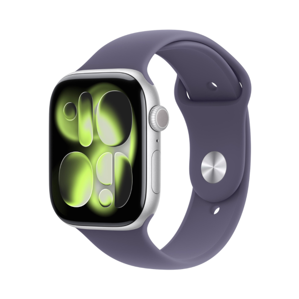 Apple Watch Series 11 GPS + Cellular 46mm - Silver Aluminium Case with Purple Fog Sport Band - M/L